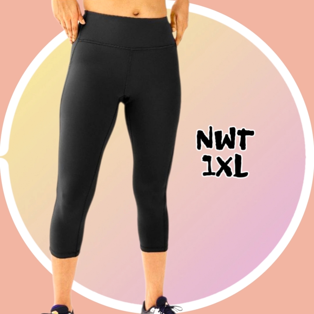 NWT 1X Weight is Great For Summer Capri High Waisted Leggings w 2 Pockets